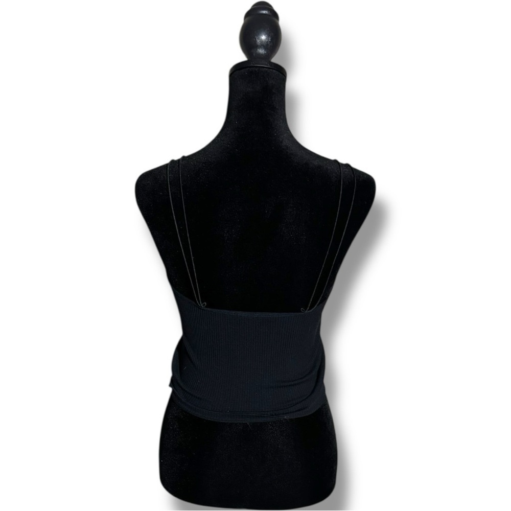 Zara Charcoal Scoop Neck Ribbed Skinny Double Strap Cropped  Camisole Top - Picture 5 of 13